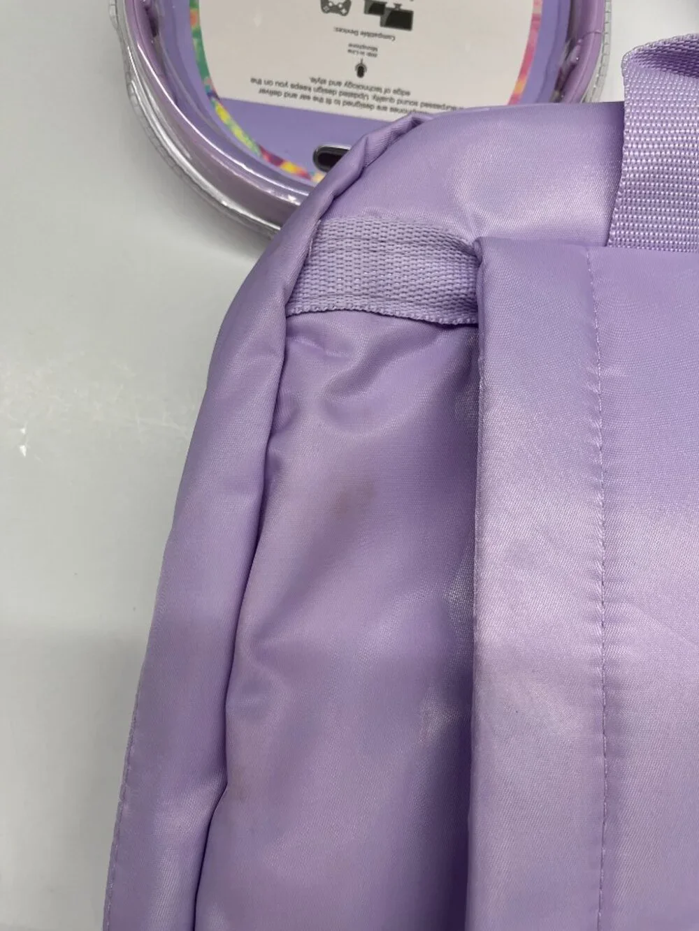 NEW Locker Club Kids' 16L Nylon Backpack with Headphone Pencil Pouch in Lavender